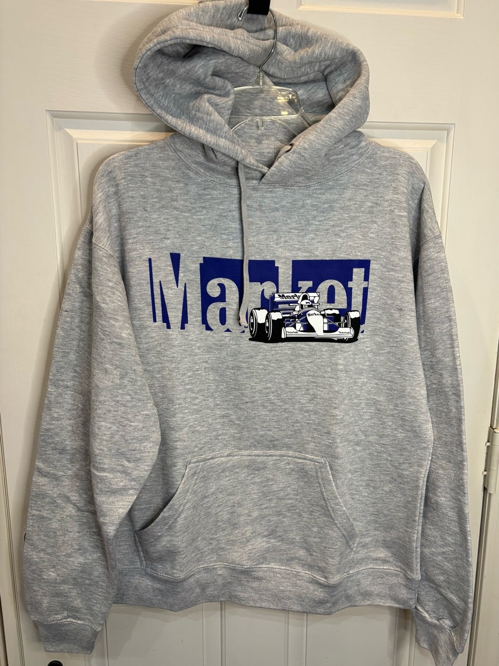 Market Have A Nice Race Size Large Gray Vintage-Style Race Car Hoodie